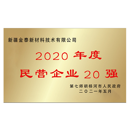 金泰新材料2020年民營企業(yè)20強